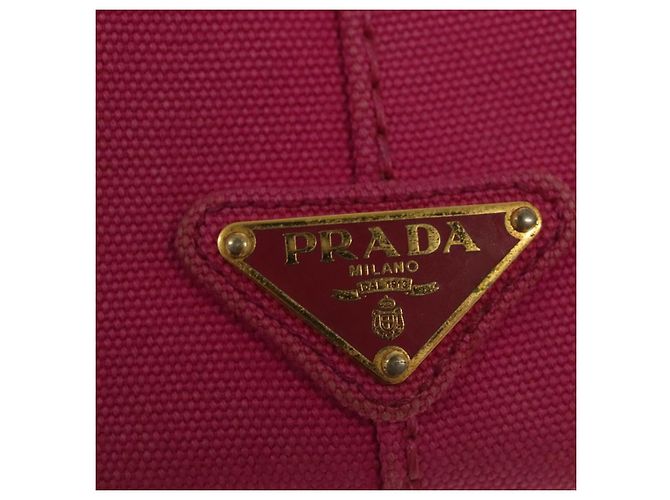 PRADA Canapa PM Bolso de mano de lona rosa dorado Auth bs28699 - vista 15