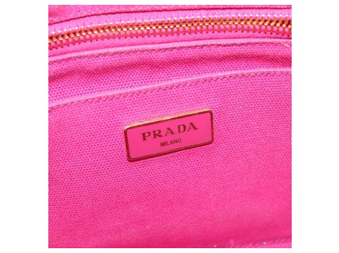 PRADA Canapa PM Bolso de mano de lona rosa dorado Auth bs28699 - vista 16