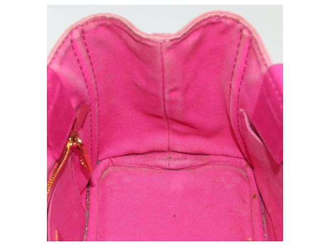 PRADA Canapa PM Bolso de mano de lona rosa dorado Auth bs28699 - vista 18