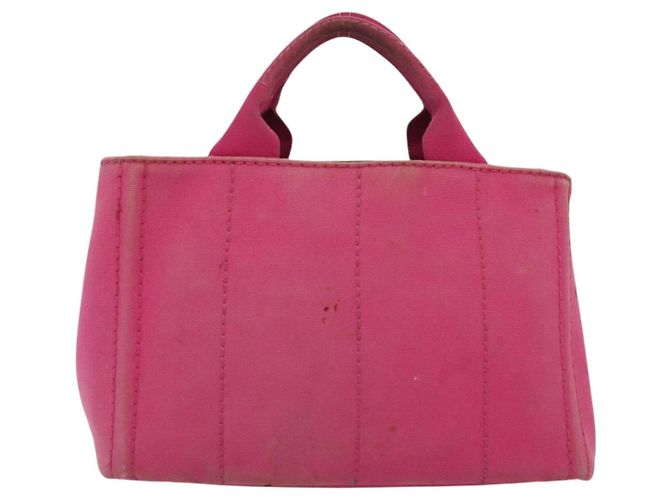 PRADA Canapa PM Bolso de mano de lona rosa dorado Auth bs28699 - vista 3
