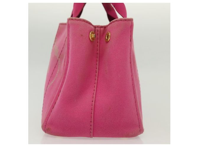 PRADA Canapa PM Bolso de mano de lona rosa dorado Auth bs28699 - vista 4