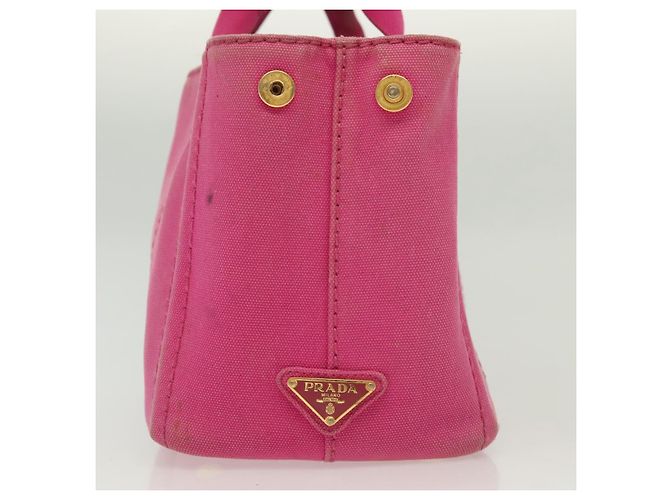 PRADA Canapa PM Bolso de mano de lona rosa dorado Auth bs28699 - vista 5