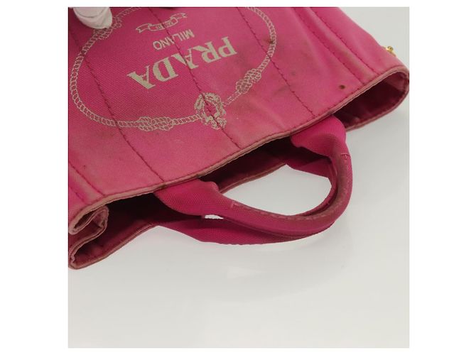 PRADA Canapa PM Bolso de mano de lona rosa dorado Auth bs28699 - vista 7