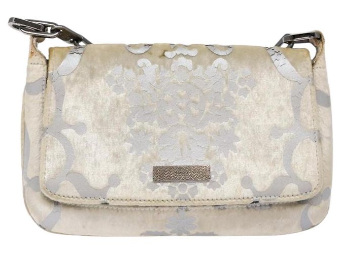 Borsa a Spalla con Catena GUCCI Velluto Bianco 007 2033 1705 Auth 138324 - vista 2