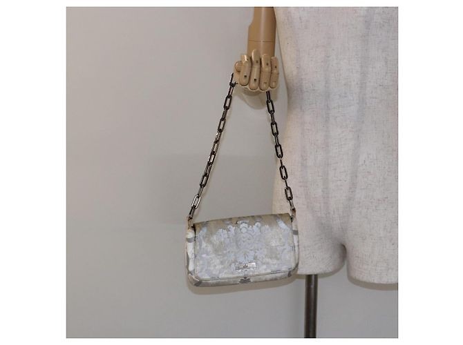 Borsa a Spalla con Catena GUCCI Velluto Bianco 007 2033 1705 Auth 138324 - vista 24