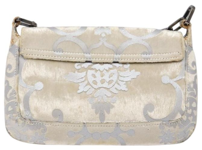 Borsa a Spalla con Catena GUCCI Velluto Bianco 007 2033 1705 Auth 138324 - vista 3
