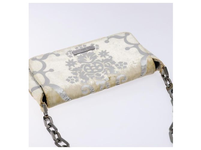 Borsa a Spalla con Catena GUCCI Velluto Bianco 007 2033 1705 Auth 138324 - vista 6