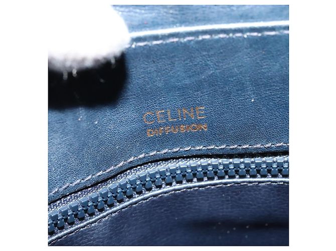 Céline Borsa a Spalla Celine C Sulky PVC Blu Navy Oro Auth 138407 D'oro - vista 15