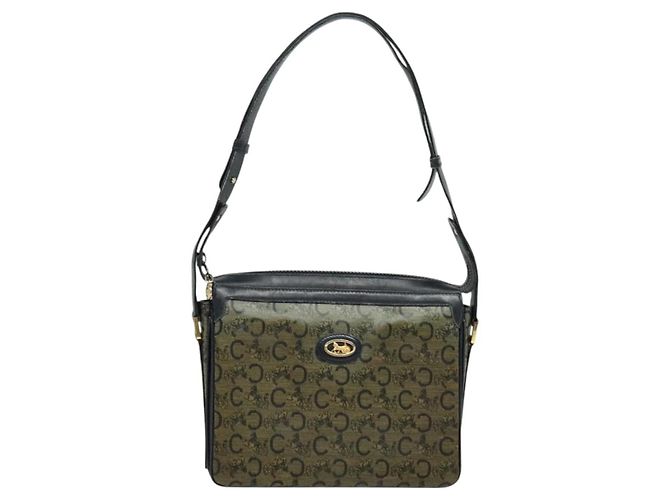 Céline Borsa a Spalla Celine C Sulky PVC Blu Navy Oro Auth 138407 D'oro - vista 2