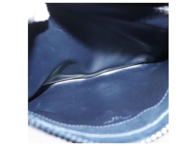 Céline Borsa a Spalla Celine C Sulky PVC Blu Navy Oro Auth 138407 D'oro - vista 20