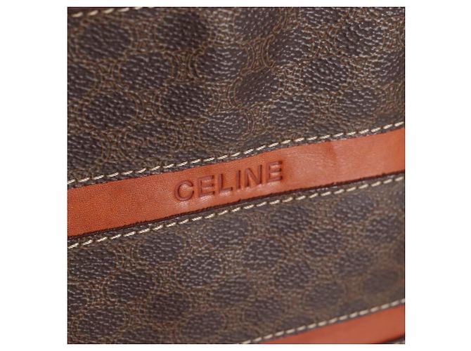 Céline Borsa tote in tela Macadam CELINE in pelle PVC marrone oro Auth 129707 - vista 15