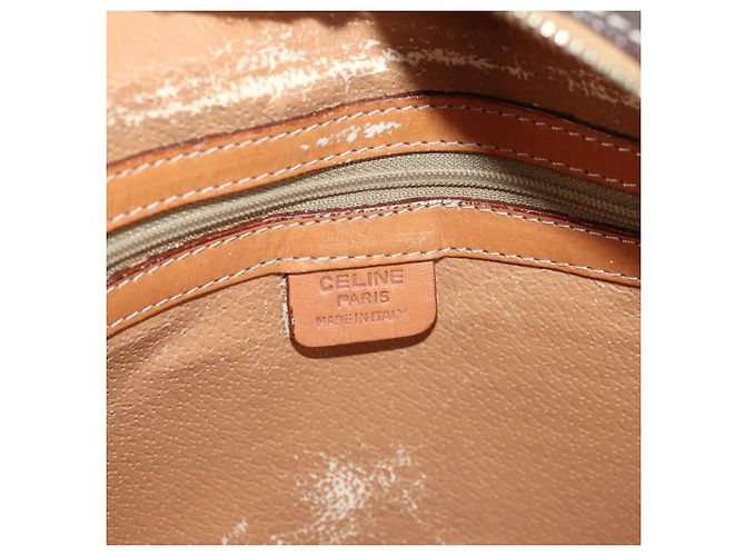 Céline Borsa tote in tela Macadam CELINE in pelle PVC marrone oro Auth 129707 - vista 18