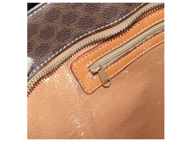 Céline Borsa tote in tela Macadam CELINE in pelle PVC marrone oro Auth 129707 - vista 22