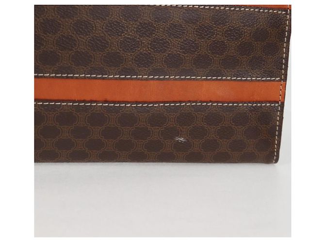 Céline Borsa tote in tela Macadam CELINE in pelle PVC marrone oro Auth 129707 - vista 4