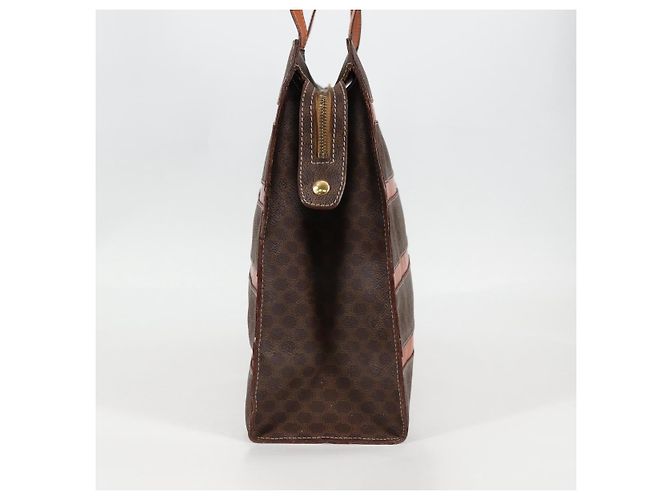 Céline Borsa tote in tela Macadam CELINE in pelle PVC marrone oro Auth 129707 - vista 5