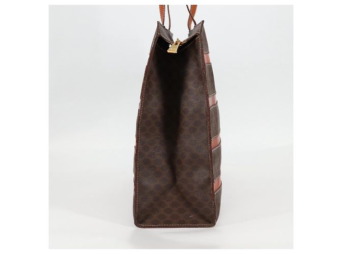 Céline Borsa tote in tela Macadam CELINE in pelle PVC marrone oro Auth 129707 - vista 6