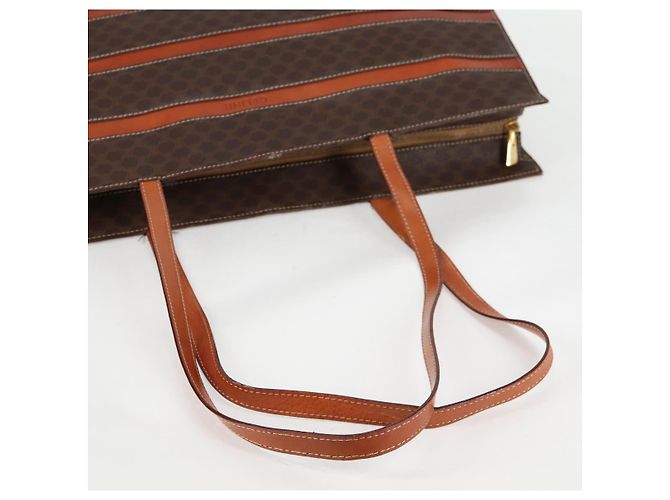 Céline Borsa tote in tela Macadam CELINE in pelle PVC marrone oro Auth 129707 - vista 8