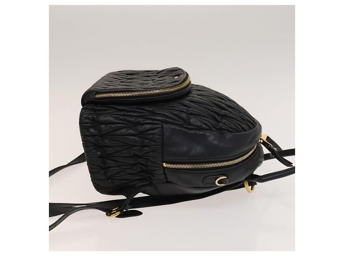 Zaino Miu Miu Matelassé in pelle nera e oro Auth 133391 - vista 3