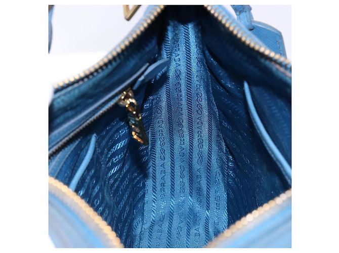 Prada Borsa a Spalla in Pelle Blu Oro Auth 136806 D'oro - vista 19