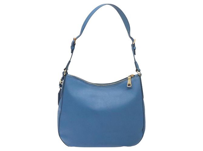 Prada Borsa a Spalla in Pelle Blu Oro Auth 136806 D'oro - vista 3