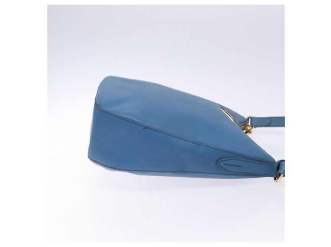 Prada Borsa a Spalla in Pelle Blu Oro Auth 136806 D'oro - vista 4
