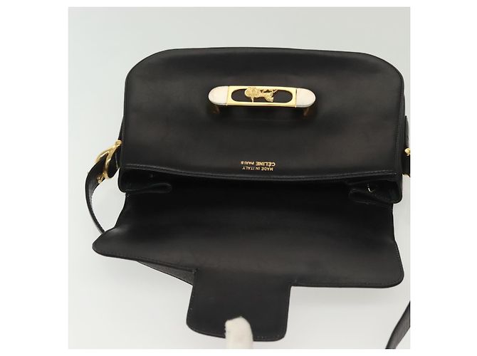 Borsa a Spalla CÉLINE Carrozza in Pelle Nera e Oro Auth yk19109 Nero D'oro - vista 15