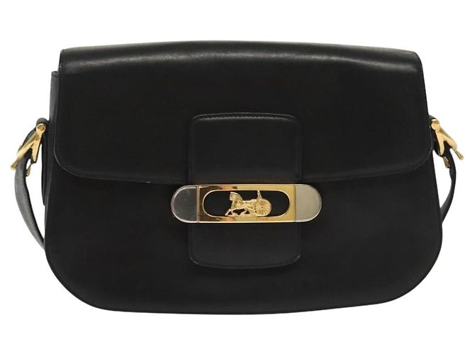 Borsa a Spalla CÉLINE Carrozza in Pelle Nera e Oro Auth yk19109 Nero D'oro - vista 2