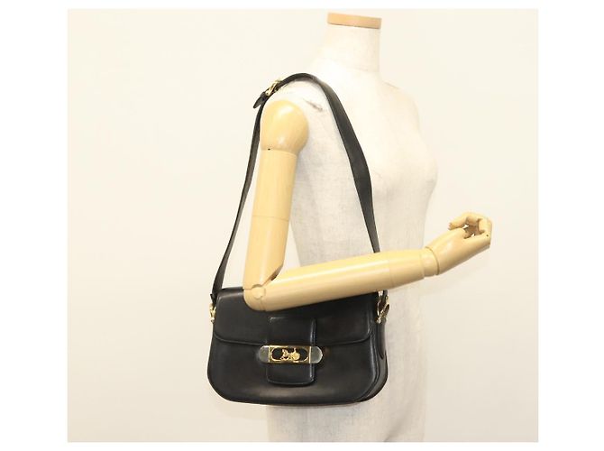 Borsa a Spalla CÉLINE Carrozza in Pelle Nera e Oro Auth yk19109 Nero D'oro - vista 23