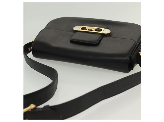Borsa a Spalla CÉLINE Carrozza in Pelle Nera e Oro Auth yk19109 Nero D'oro - vista 6