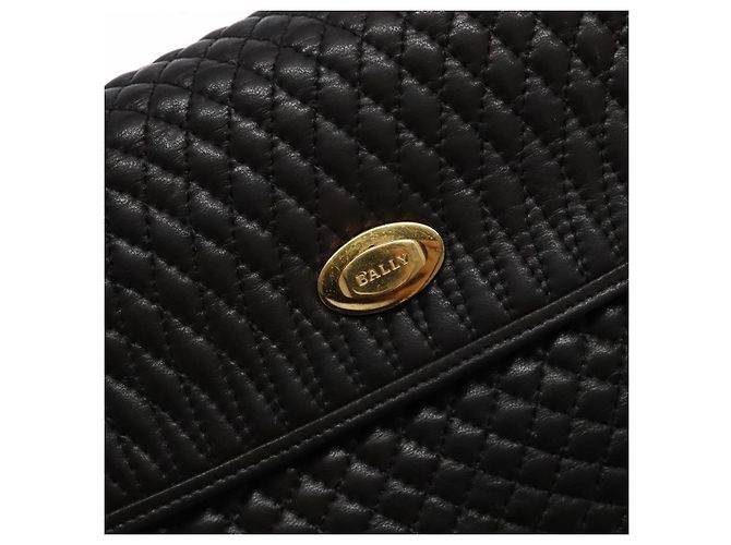 BALLY Borsa a Mano Matelassé in Pelle Nera e Oro Auth ki5898 Nero D'oro - vista 14