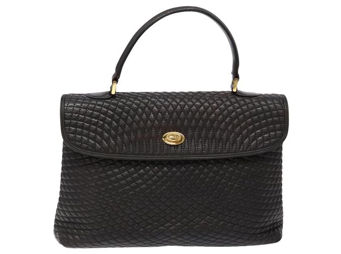 BALLY Borsa a Mano Matelassé in Pelle Nera e Oro Auth ki5898 Nero D'oro - vista 2