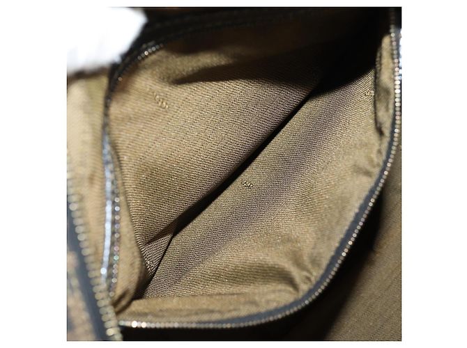 Bolso de mano de lona Zucca FENDI negro marrón oro Auth BA4615 Castaño Dorado - vista 21
