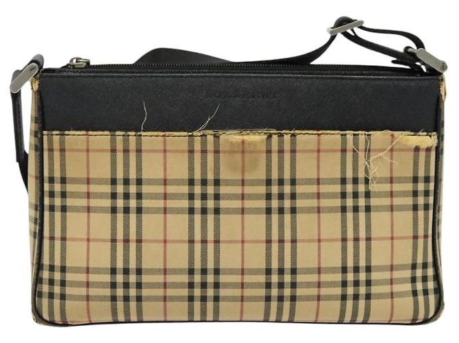 Borsa a Spalla Nova Check in Tela Beige e Argento Autentica Burberry 138221 - vista 2
