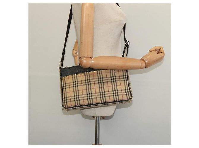 Borsa a Spalla Nova Check in Tela Beige e Argento Autentica Burberry 138221 - vista 23
