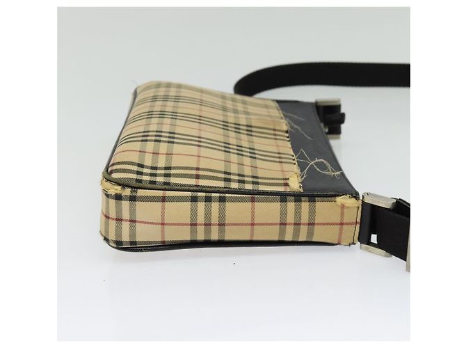 Borsa a Spalla Nova Check in Tela Beige e Argento Autentica Burberry 138221 - vista 5