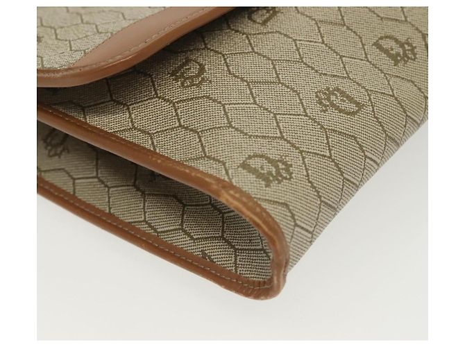 Borsa a spalla in tela a nido d'ape Christian Dior PVC beige e oro Auth BA4743 D'oro - vista 10