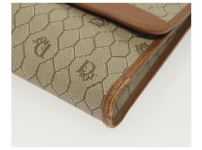 Borsa a spalla in tela a nido d'ape Christian Dior PVC beige e oro Auth BA4743 D'oro - vista 11
