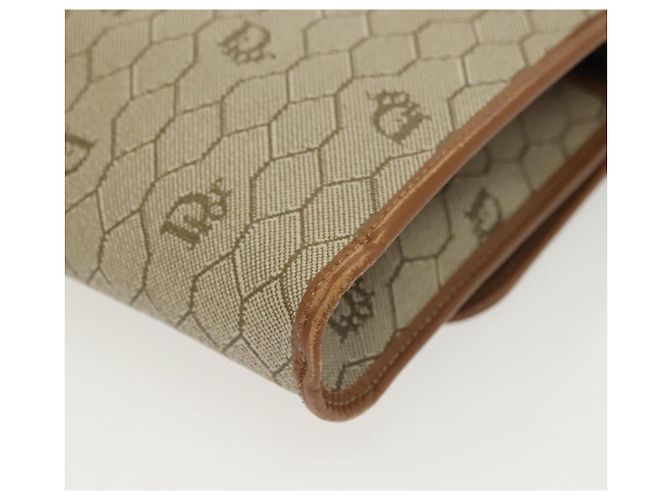 Borsa a spalla in tela a nido d'ape Christian Dior PVC beige e oro Auth BA4743 D'oro - vista 13
