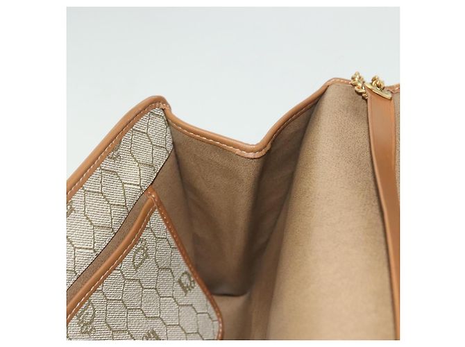 Borsa a spalla in tela a nido d'ape Christian Dior PVC beige e oro Auth BA4743 D'oro - vista 19