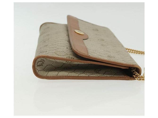 Borsa a spalla in tela a nido d'ape Christian Dior PVC beige e oro Auth BA4743 D'oro - vista 4