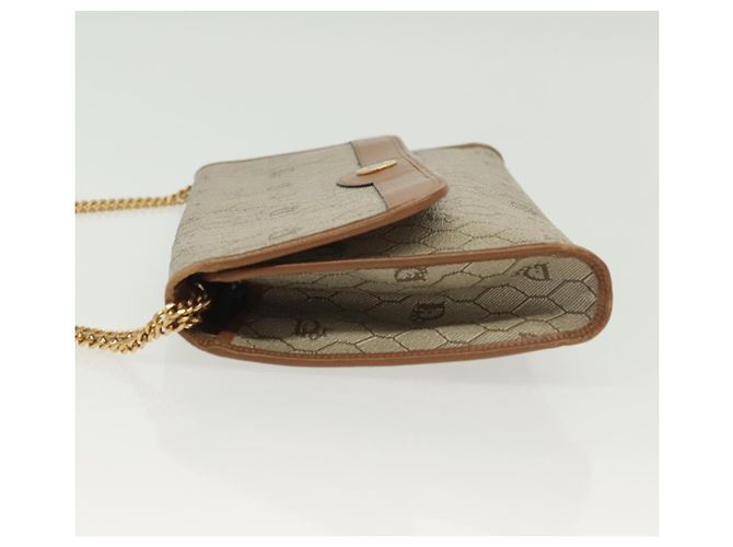 Borsa a spalla in tela a nido d'ape Christian Dior PVC beige e oro Auth BA4743 D'oro - vista 5
