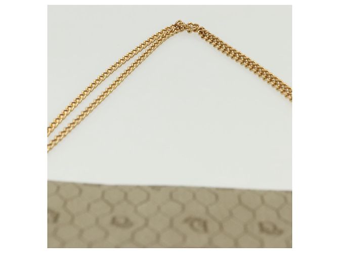 Borsa a spalla in tela a nido d'ape Christian Dior PVC beige e oro Auth BA4743 D'oro - vista 8