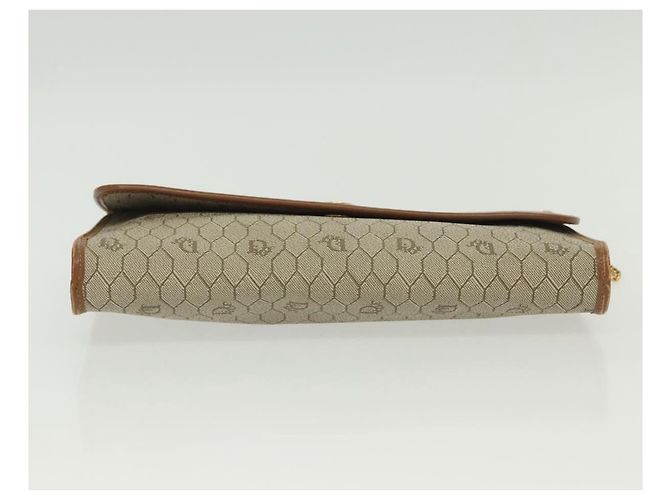 Borsa a spalla in tela a nido d'ape Christian Dior PVC beige e oro Auth BA4743 D'oro - vista 9