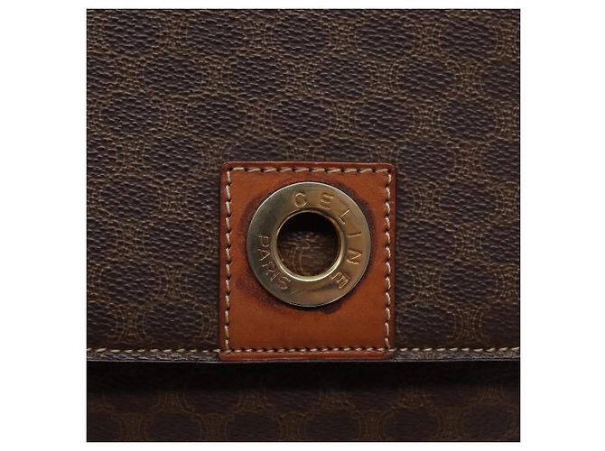 Céline Borsa a spalla in tela Macadam CELINE in pelle PVC marrone oro Auth 138817 D'oro - vista 14
