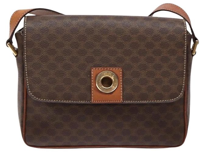 Céline Borsa a spalla in tela Macadam CELINE in pelle PVC marrone oro Auth 138817 D'oro - vista 2