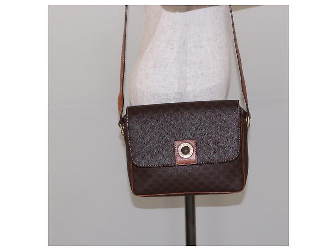 Céline Borsa a spalla in tela Macadam CELINE in pelle PVC marrone oro Auth 138817 D'oro - vista 21