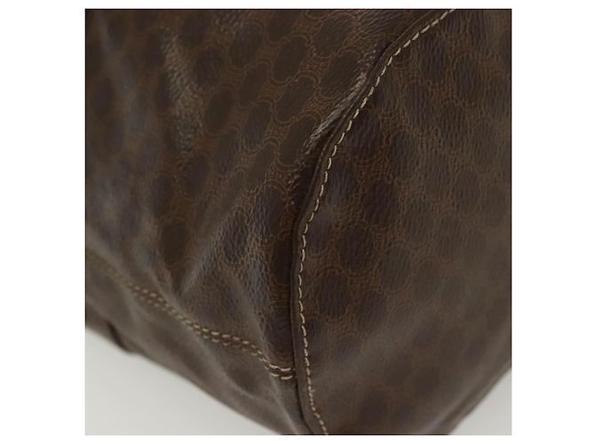Céline Borsa a Spalla in Tela Macadam CELINE in Pelle PVC Marrone Oro Auth 136070 D'oro - vista 10