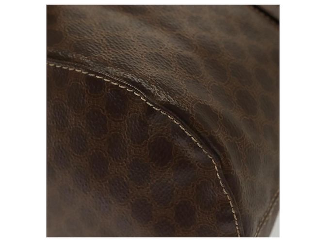 Céline Borsa a Spalla in Tela Macadam CELINE in Pelle PVC Marrone Oro Auth 136070 D'oro - vista 11