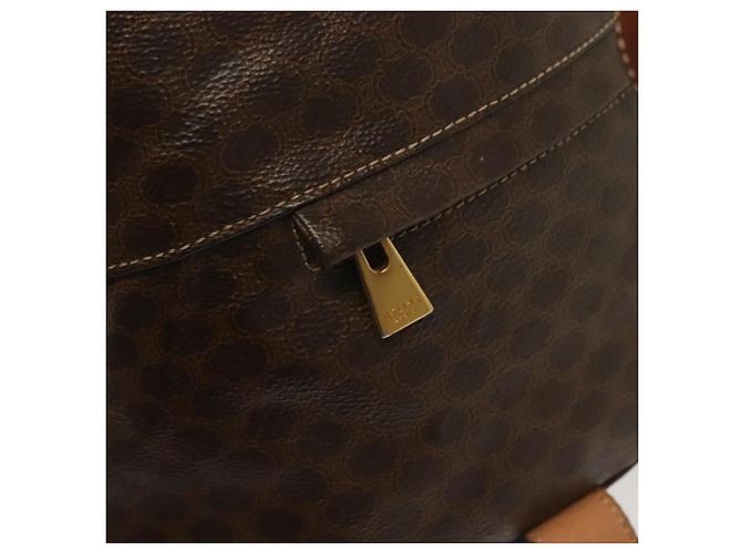Céline Borsa a Spalla in Tela Macadam CELINE in Pelle PVC Marrone Oro Auth 136070 D'oro - vista 15