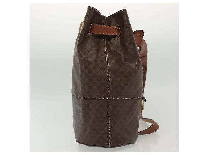 Céline Borsa a Spalla in Tela Macadam CELINE in Pelle PVC Marrone Oro Auth 136070 D'oro - vista 4